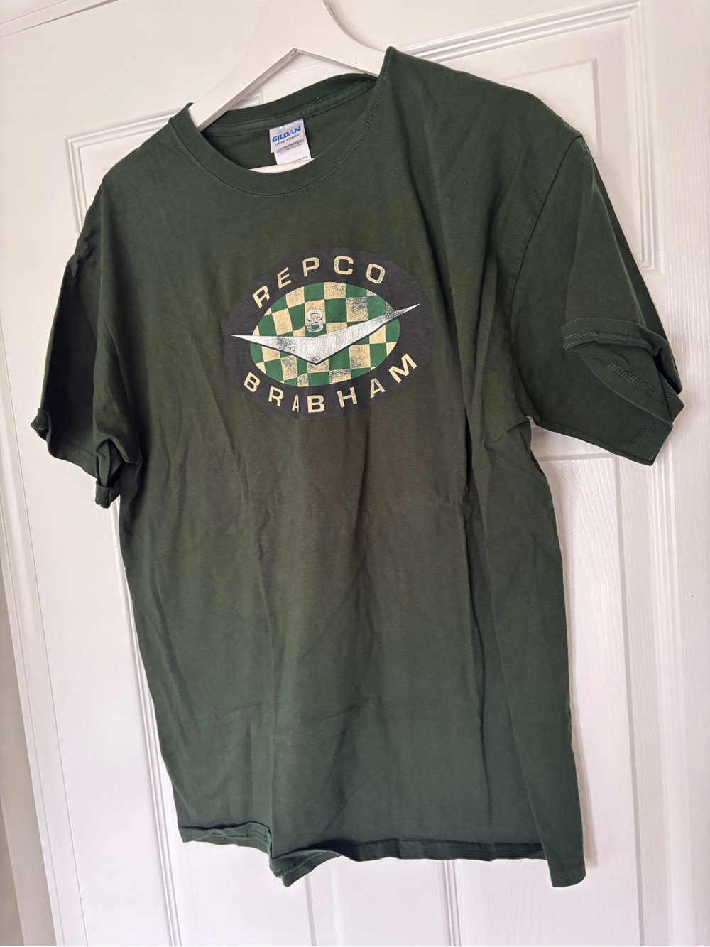 Vintage Gildan Olive Green Repco Brabham Graphic Tee